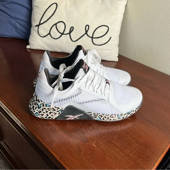 Reebok White Sneakers with Leopard Print Sole - Picture 4 of 6